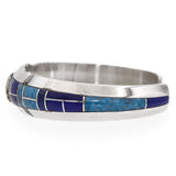 Vintage Navajo Gilbert Nelson Sterling Silver Multi-Stone Inlay Cuff Bracelet