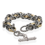 14K Yellow Gold, Sterling Silver & Diamond Woven Link Toggle Bracelet