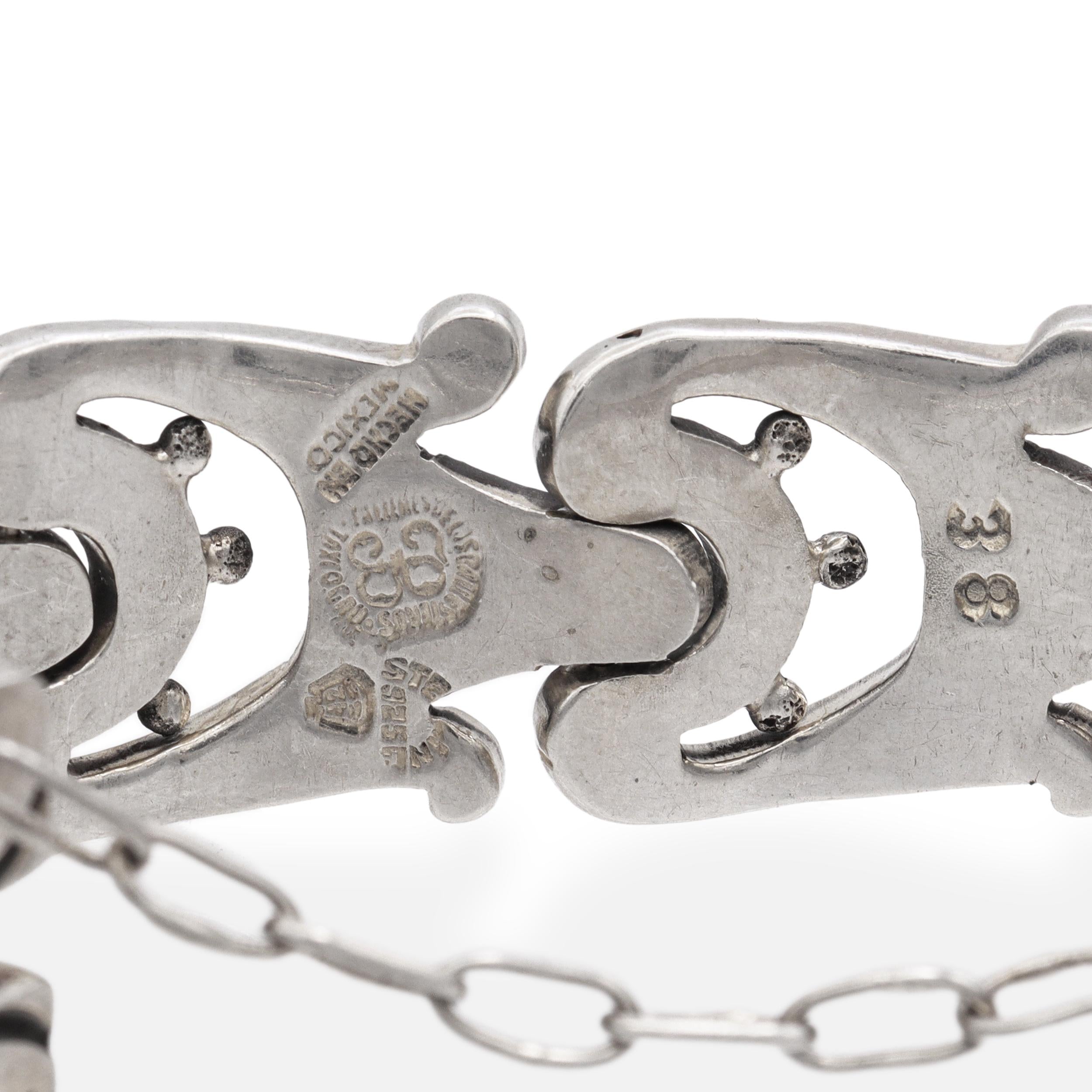 Vintage Los Ballesteros Taxco Sterling Silver Sculptural Link Bracelet