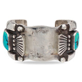 Vintage Southwestern Sterling Silver Turquoise Cuff Watch Bracelet