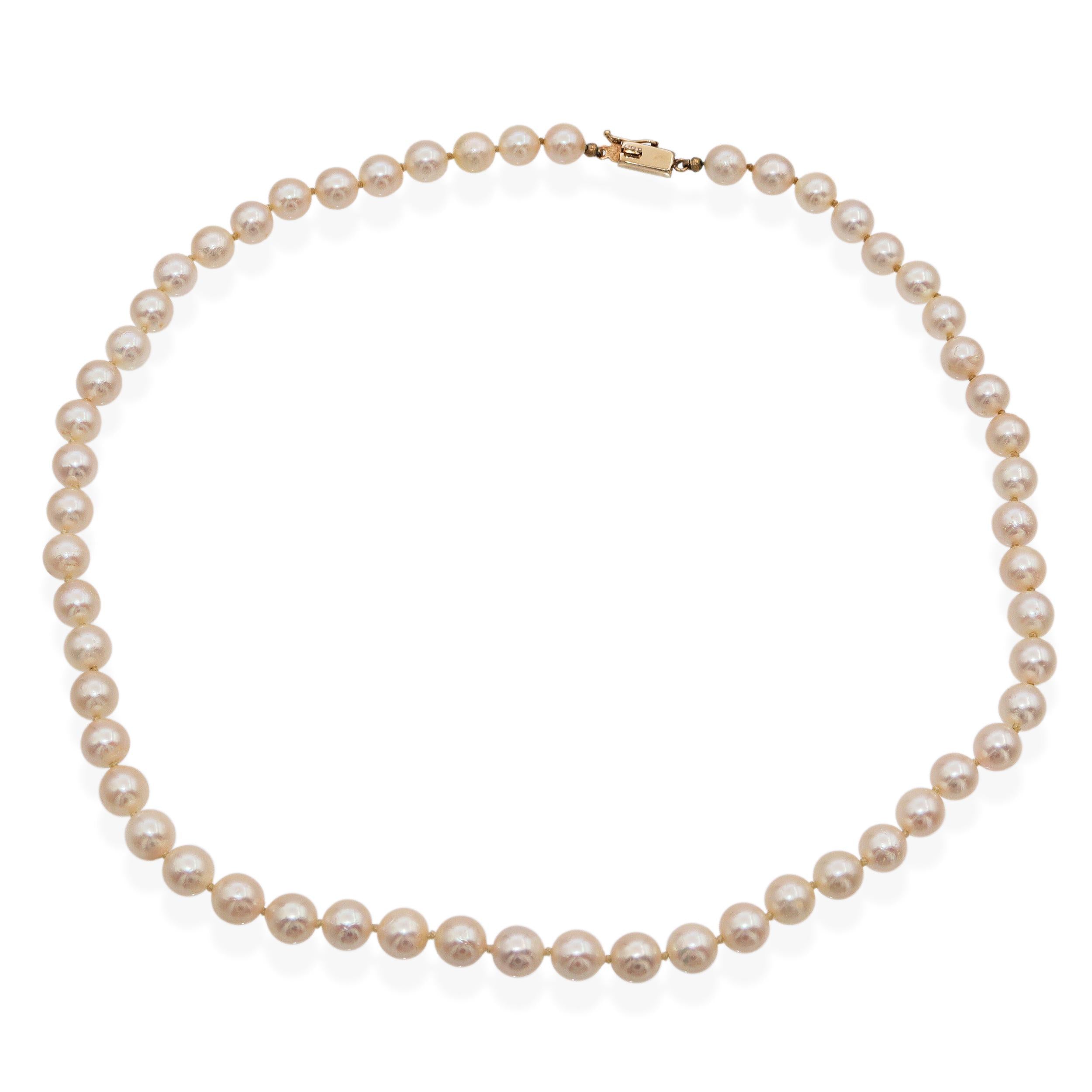 Vintage 14k Yellow Gold Pearl Beaded Strand Necklace