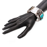Vintage Southwestern Sterling Silver Turquoise Cuff Watch Bracelet
