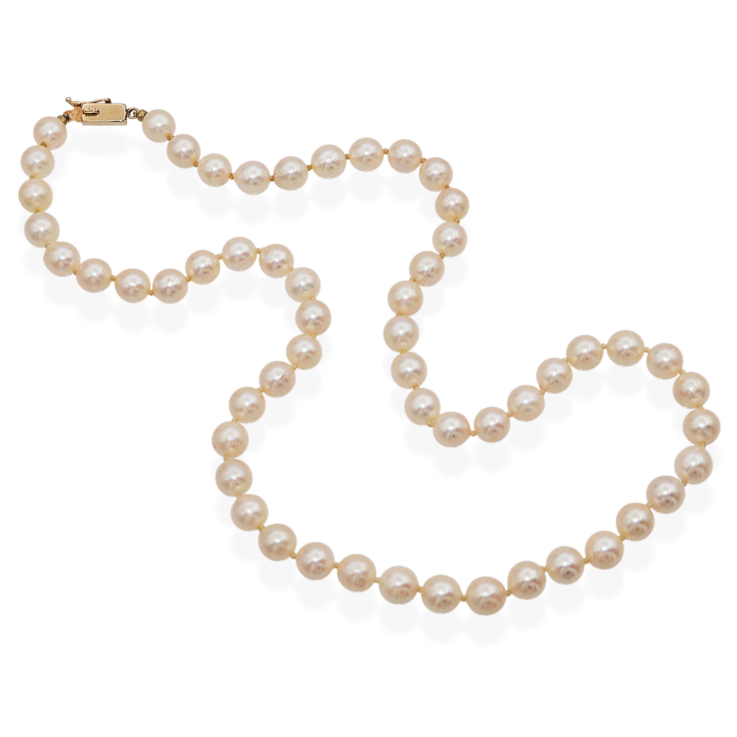 Vintage 14k Yellow Gold Pearl Beaded Strand Necklace