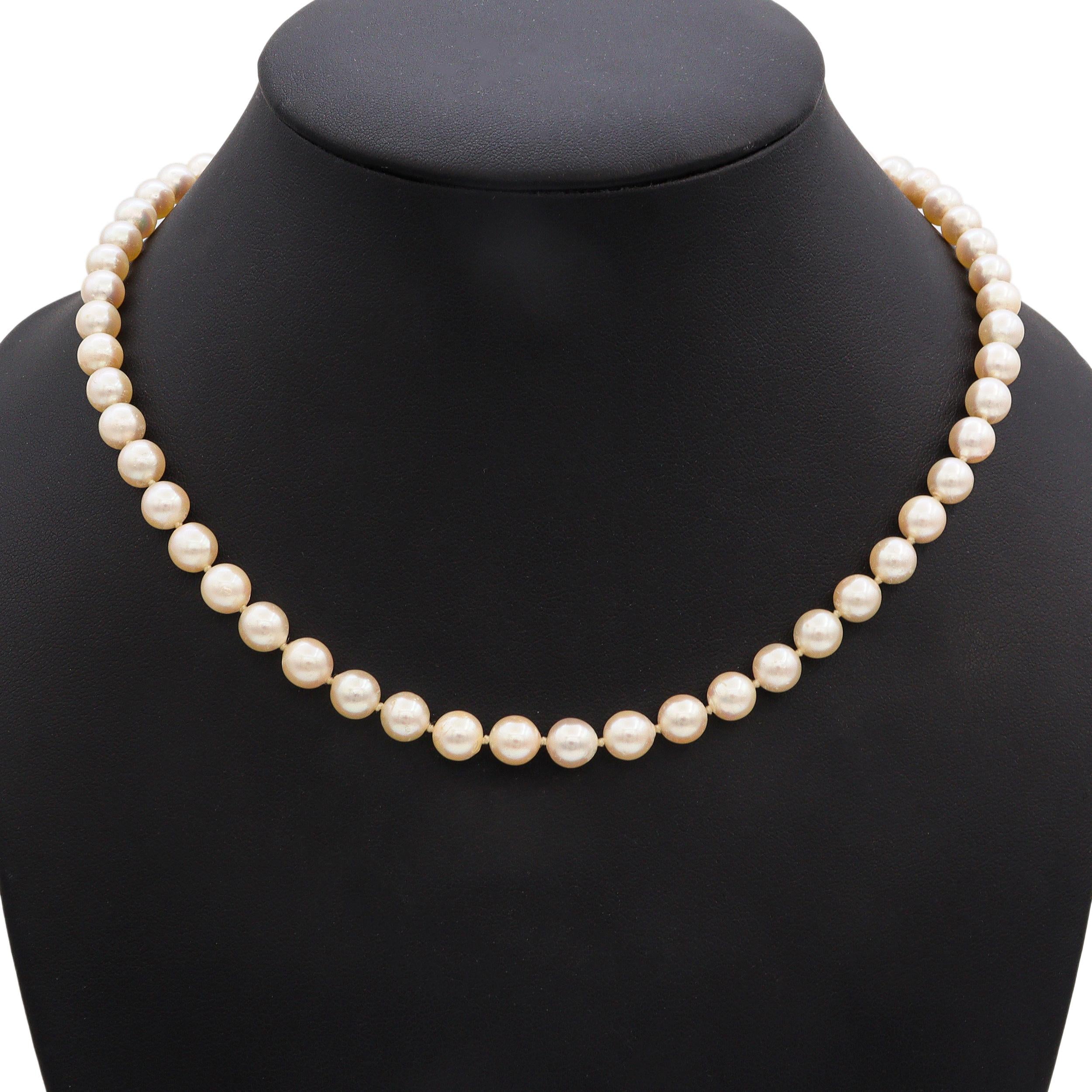 Vintage 14k Yellow Gold Pearl Beaded Strand Necklace