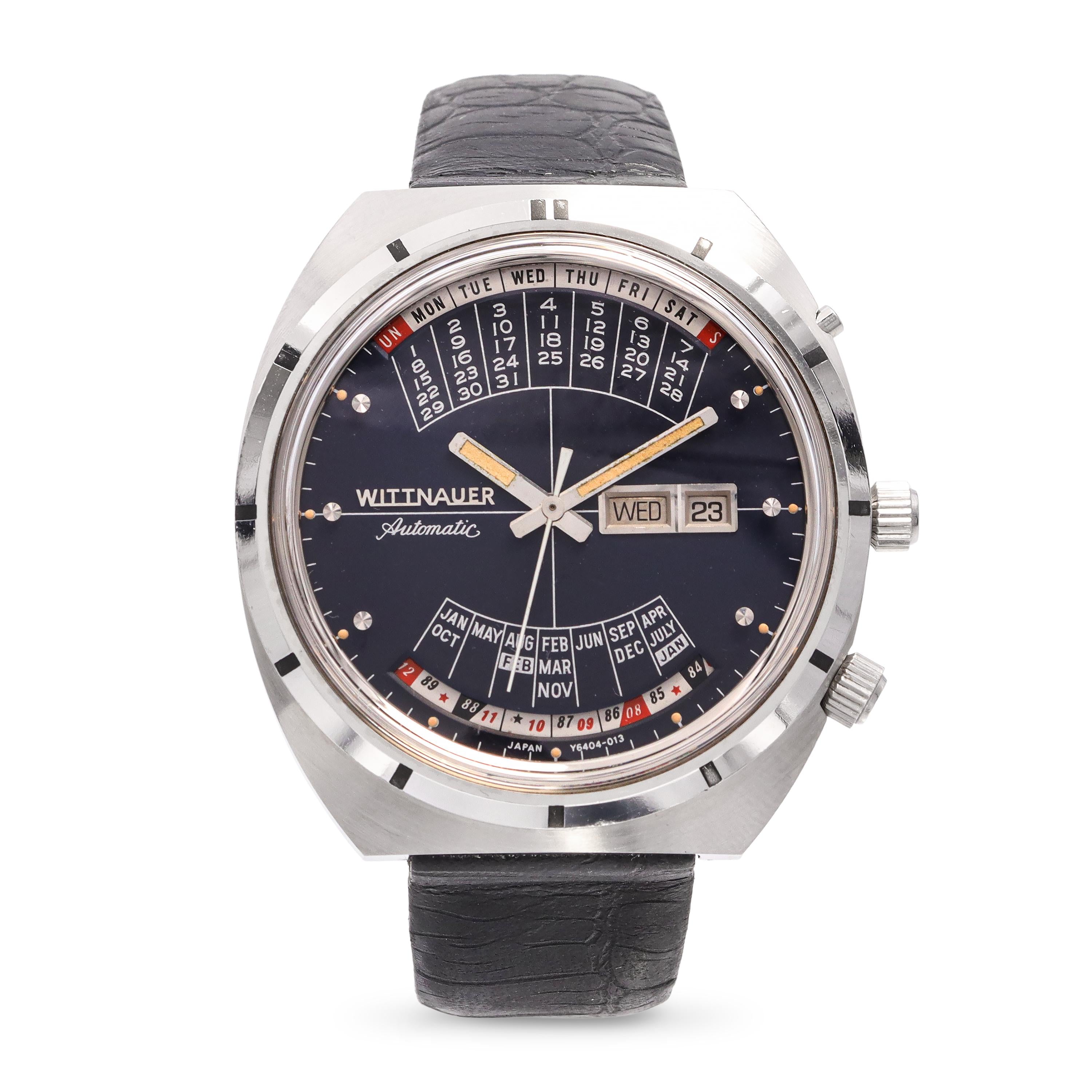 Vintage Wittnauer 2000 Stainless Steel Perpetual Calendar Automatic Men's Watch