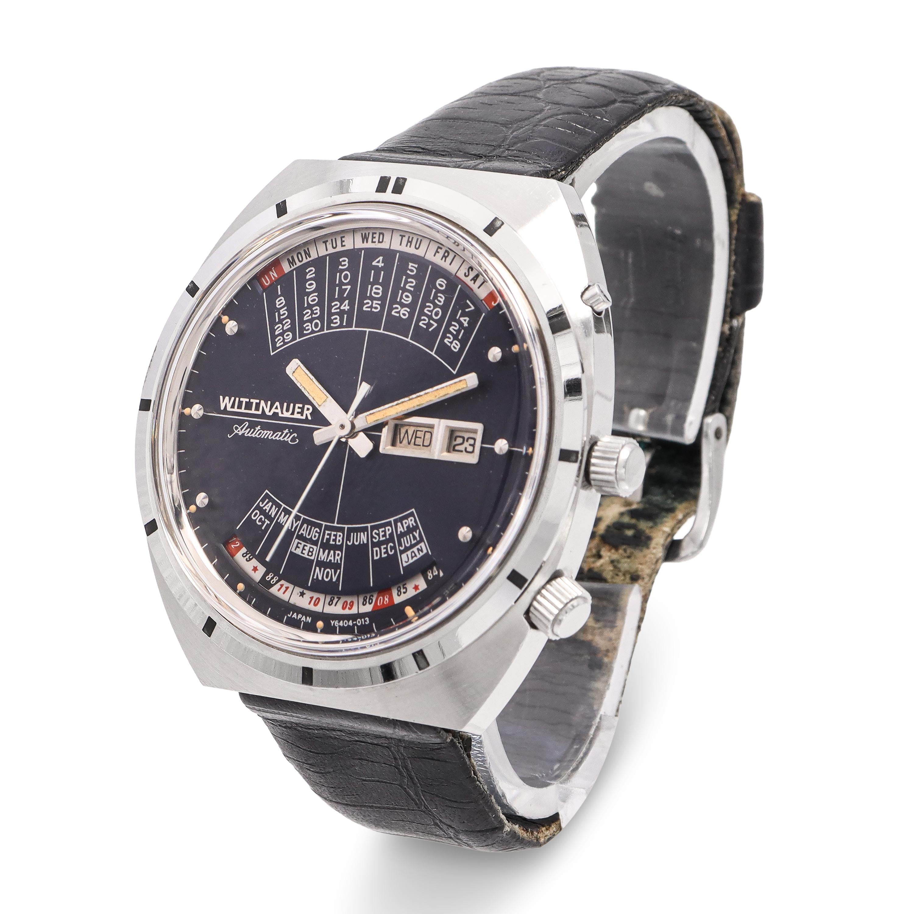 Vintage Wittnauer 2000 Stainless Steel Perpetual Calendar Automatic Men's Watch