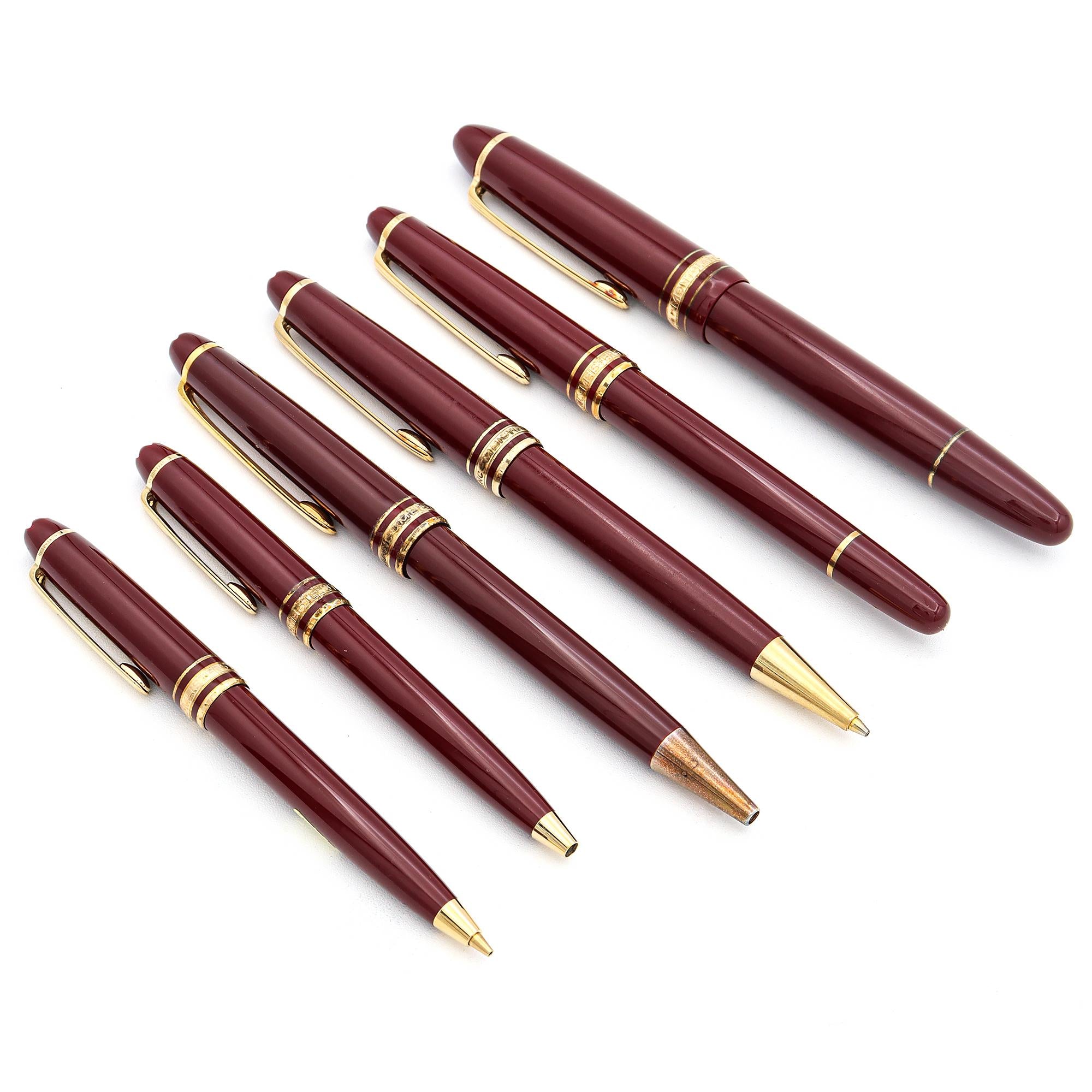 Set of 6 Montblanc Meisterstuck Writing Set with Leather Pouch