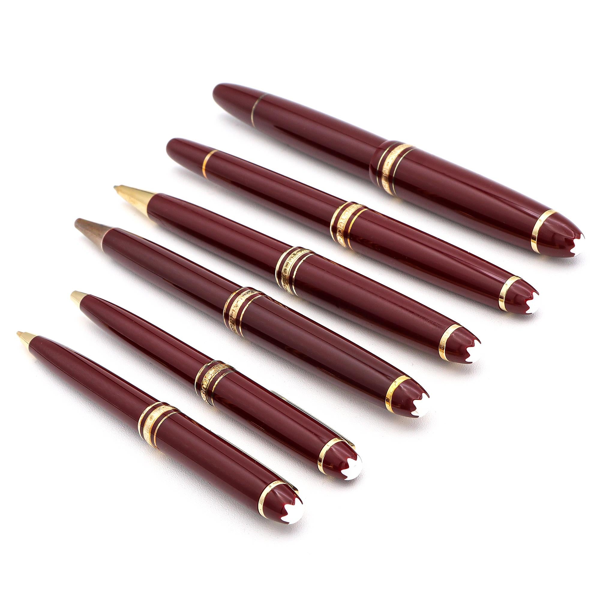 Set of 6 Montblanc Meisterstuck Writing Set with Leather Pouch