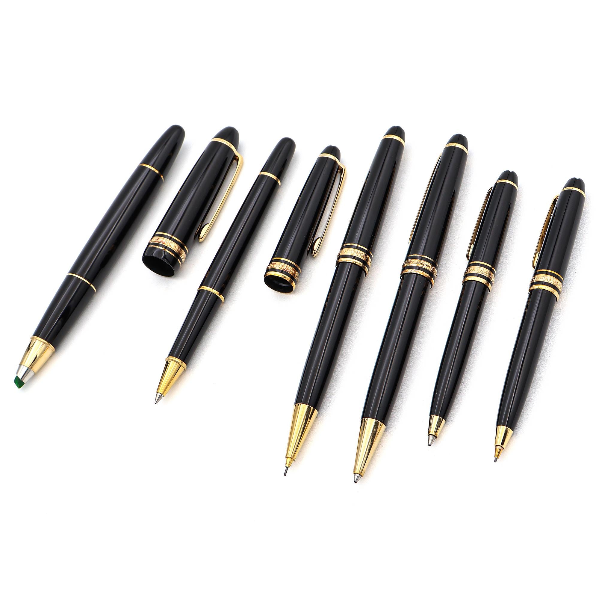 Set of 6 Montblanc Meisterstuck Fountain Ballpoint Pen Pencil with Leather Pouch