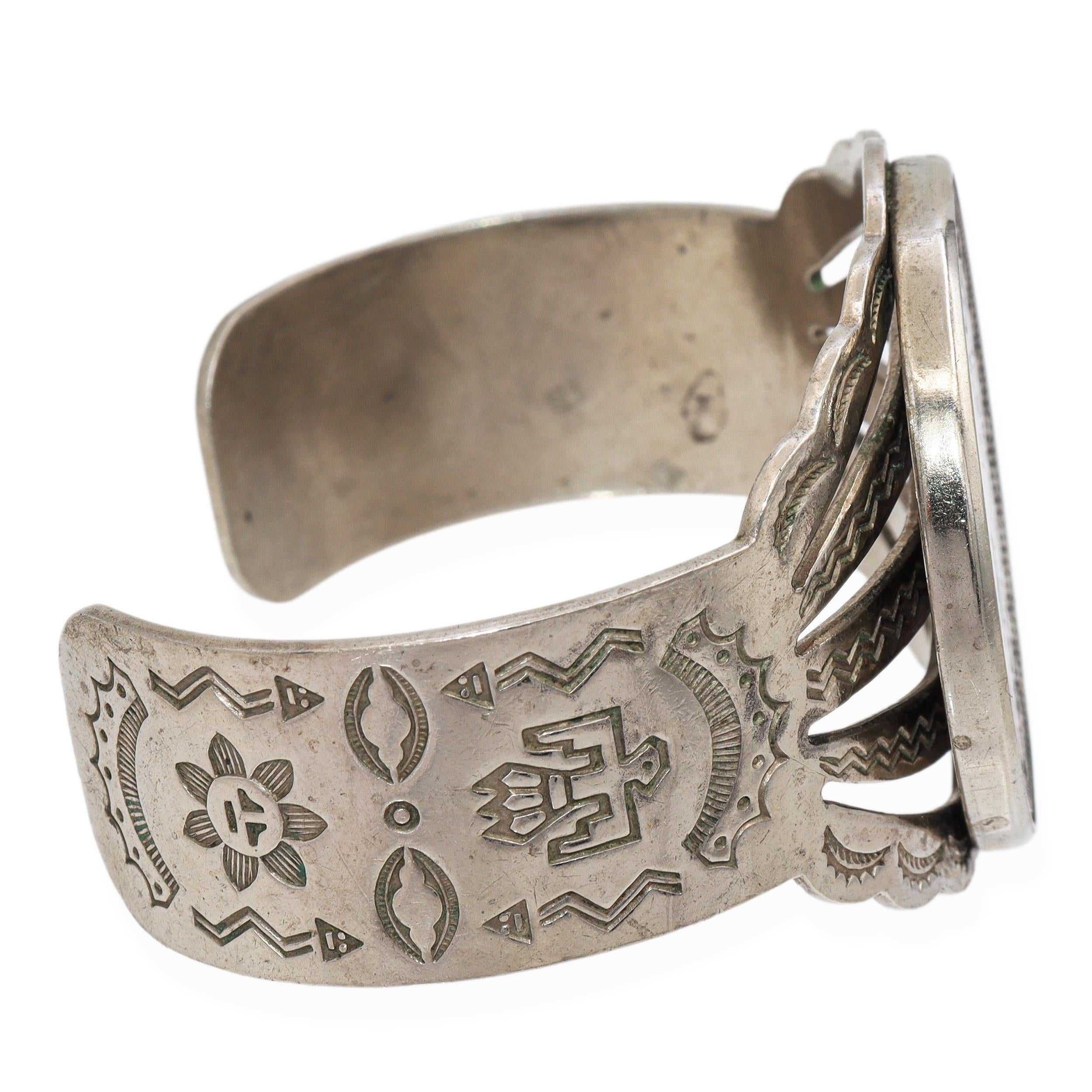 Vintage Southwestern 1882 Morgan Silver Dollar Sterling Cuff Bracelet