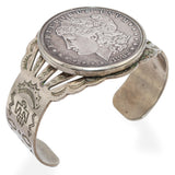 Vintage Southwestern 1882 Morgan Silver Dollar Sterling Cuff Bracelet