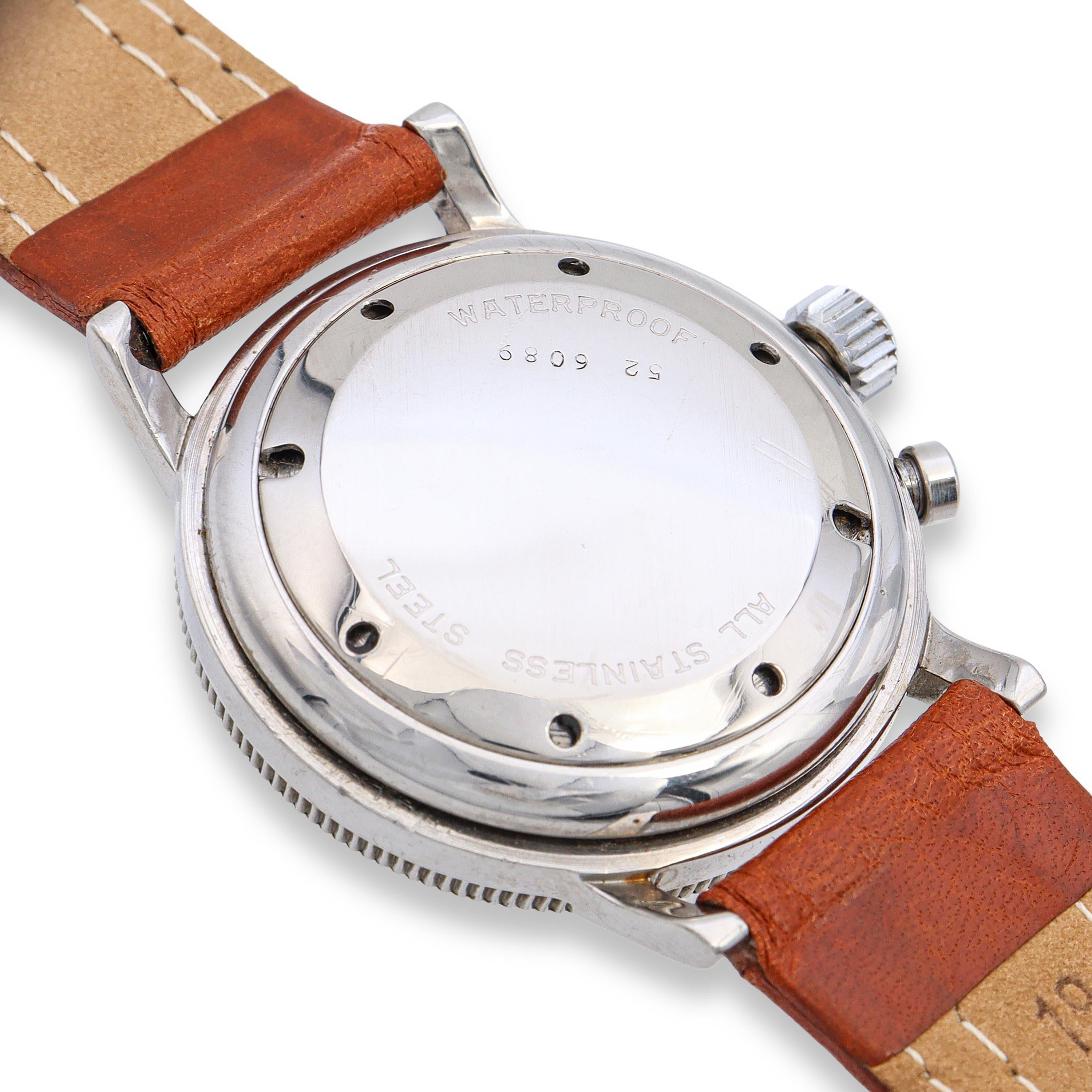 Vintage Croton Nivada Grenchen Wanderer Stainless Steel Alarm Men's Watch