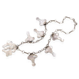 Vintage Sterling Silver Turquoise Floral Cluster Motif Station Necklace