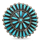 Vintage Zuni J. Wallace Sterling Silver Turquoise Cluster Brooch Pendant