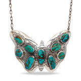Vintage Southwest David F. Garcia Sterling Silver Turquoise Butterfly Necklace