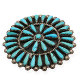 Vintage Zuni J. Wallace Sterling Silver Turquoise Cluster Brooch Pendant