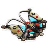 Vintage Zuni Elvira Kiyite Sterling Silver Multi-Stone Inlay Butterfly Brooch