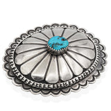 Vintage Navajo Native American Sterling Silver Turquoise Concho Brooch Pin