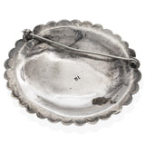 Vintage Navajo Native American Sterling Silver Turquoise Concho Brooch Pin