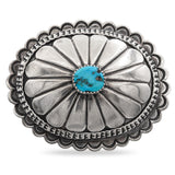 Vintage Navajo Native American Sterling Silver Turquoise Concho Brooch Pin