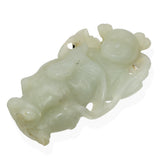 Vintage 14K Yellow Gold Hand Carved Jade Boy Pendant