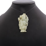 Vintage 14K Yellow Gold Hand Carved Jade Boy Pendant