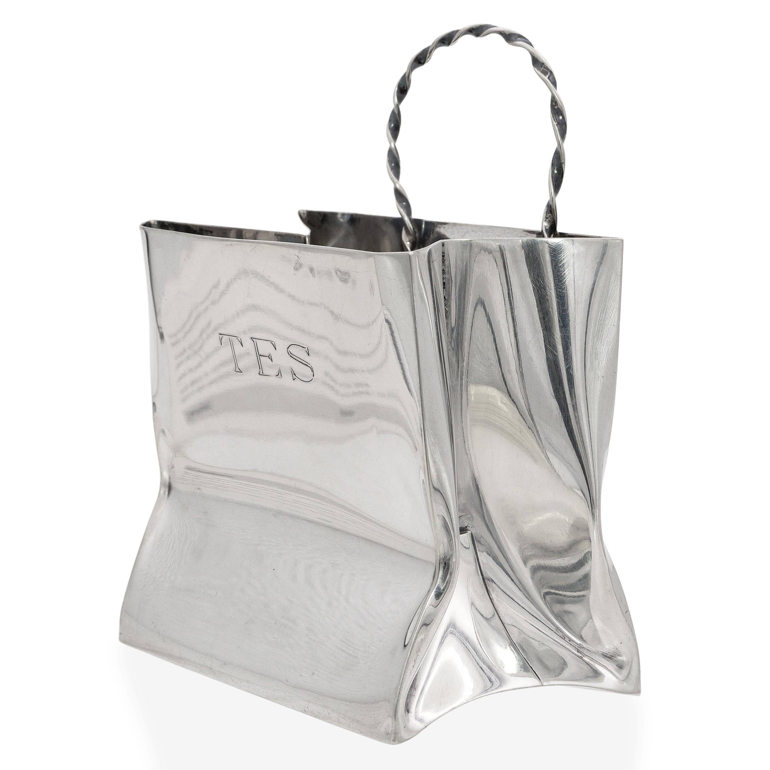 Cartier Hand Made Monogrammed Sterling Silver Shopping Gift Bag