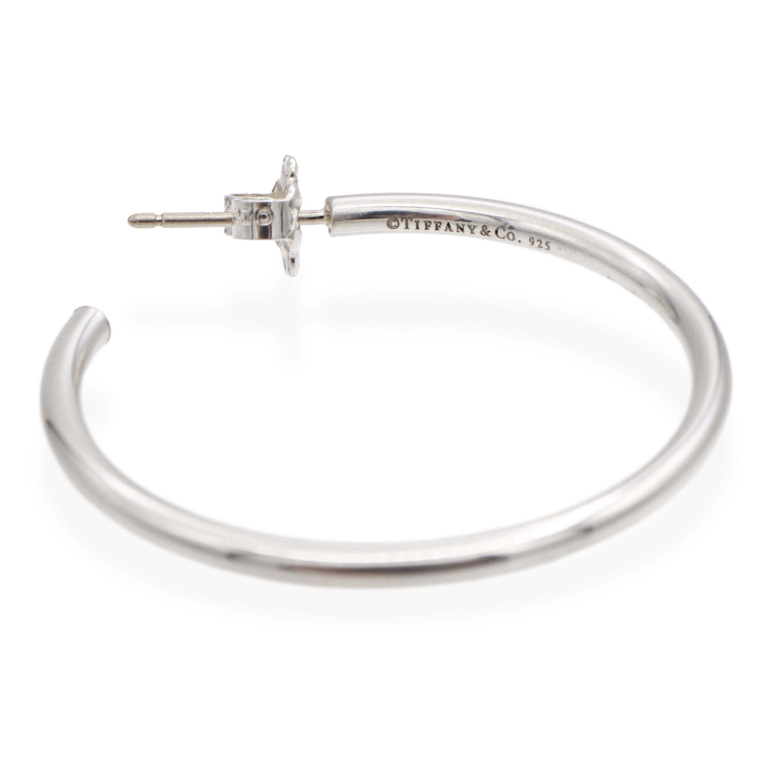 Tiffany & Co. Bezet Sterling Silver Hoop Earrings