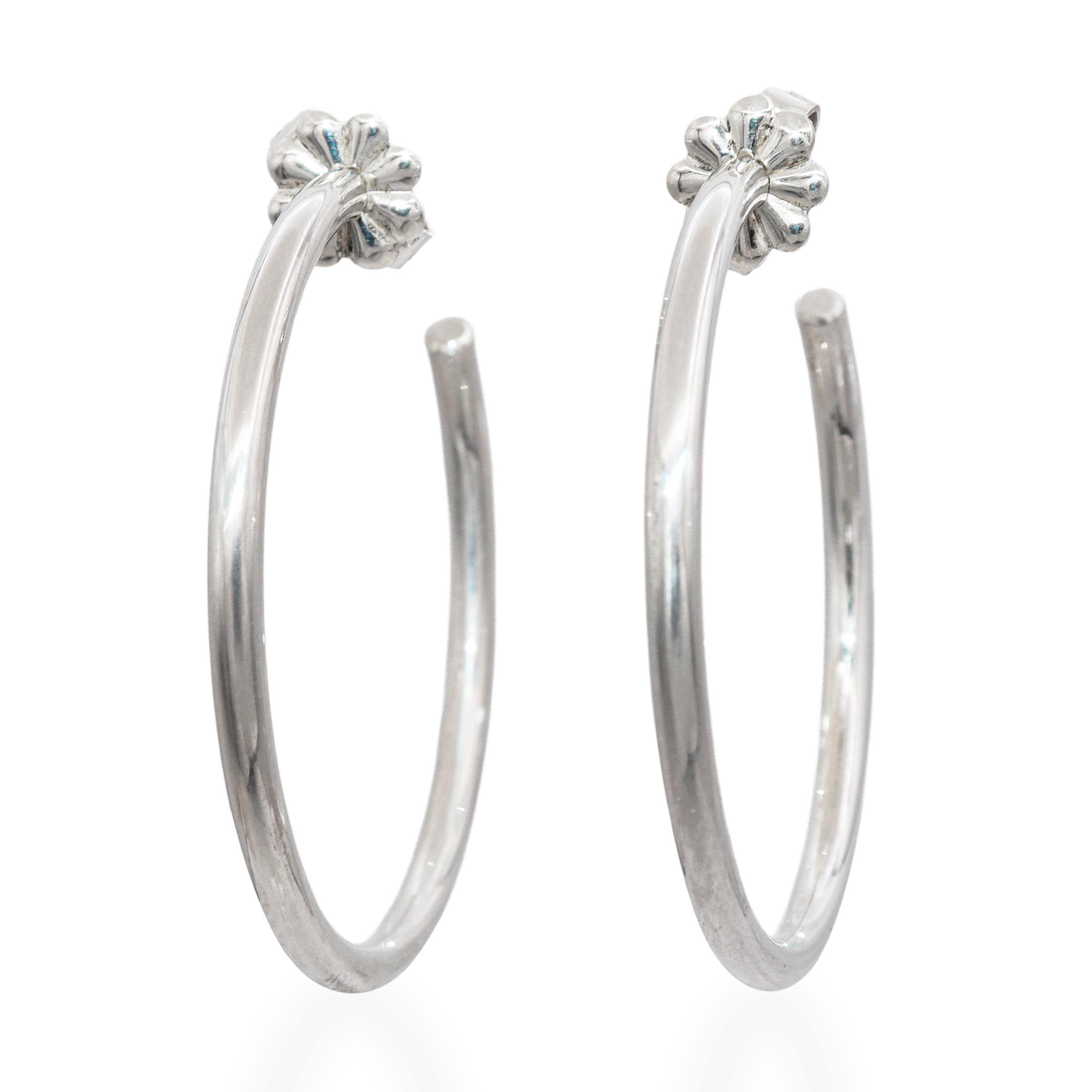 Tiffany & Co. Bezet Sterling Silver Hoop Earrings