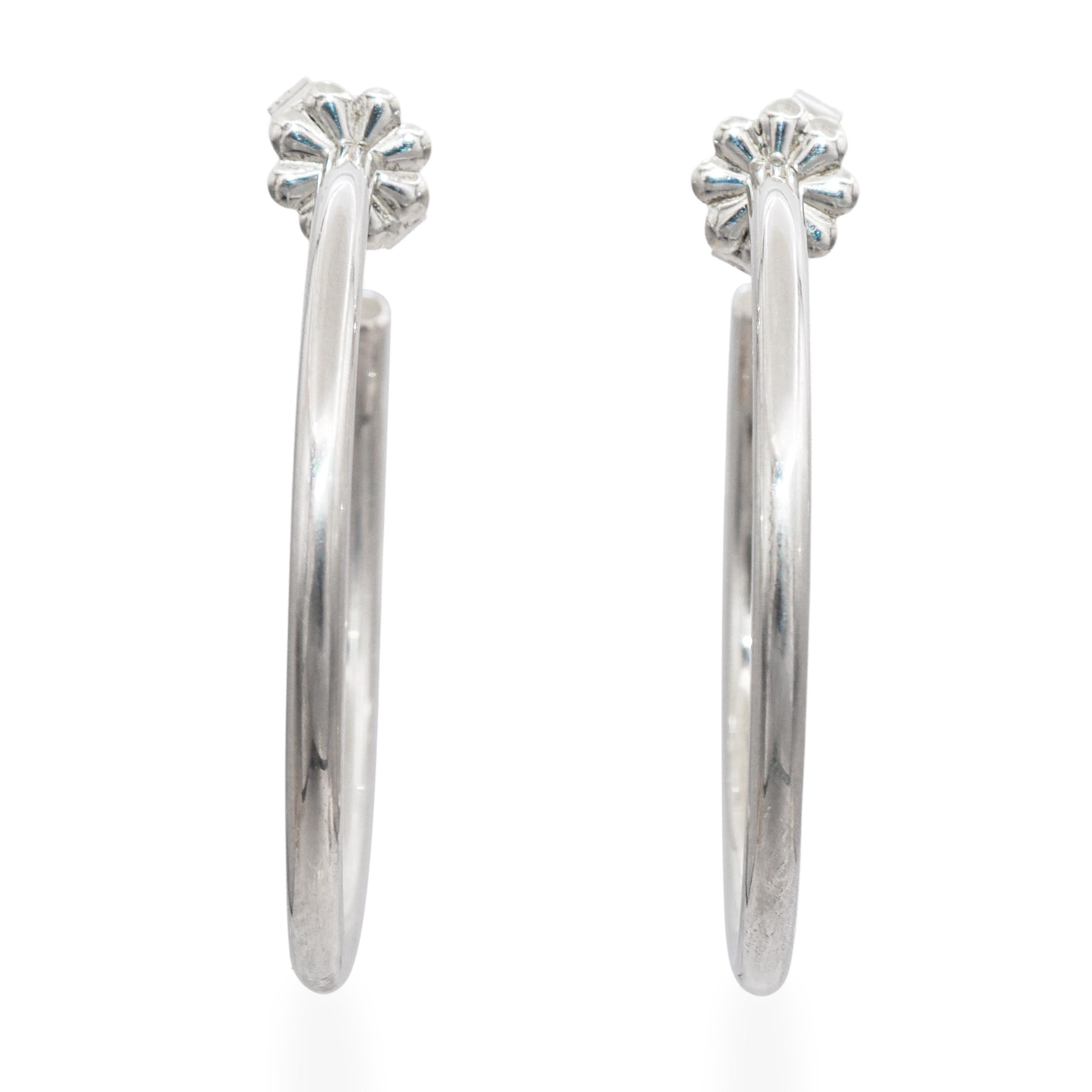 Tiffany & Co. Bezet Sterling Silver Hoop Earrings