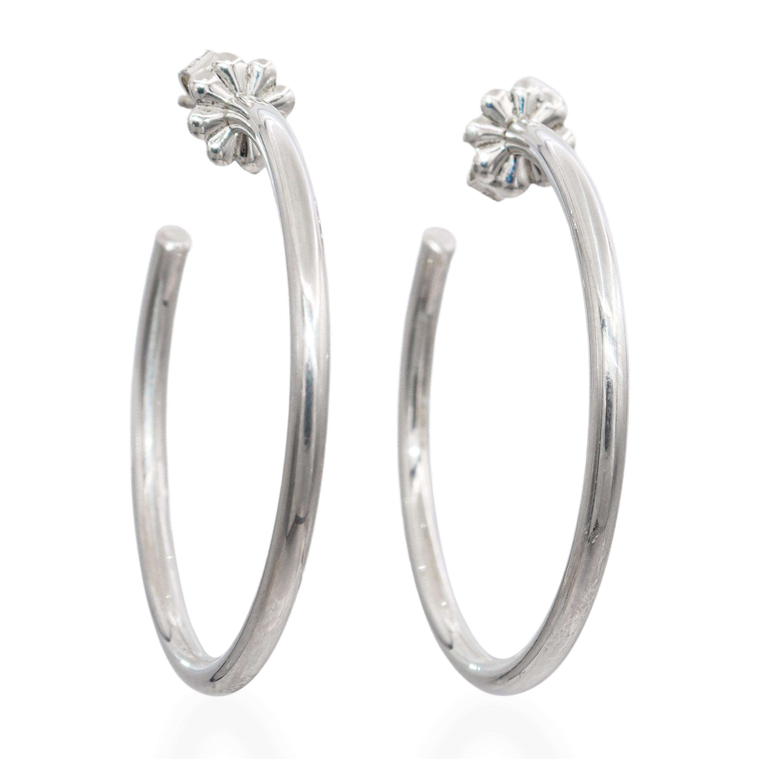 Tiffany & Co. Bezet Sterling Silver Hoop Earrings