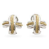 Tiffany & Co. Two-Tone Sterling Silver 18K Yellow Gold Signature X Earrings