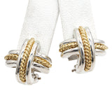 Tiffany & Co. Two-Tone Sterling Silver 18K Yellow Gold Signature X Earrings