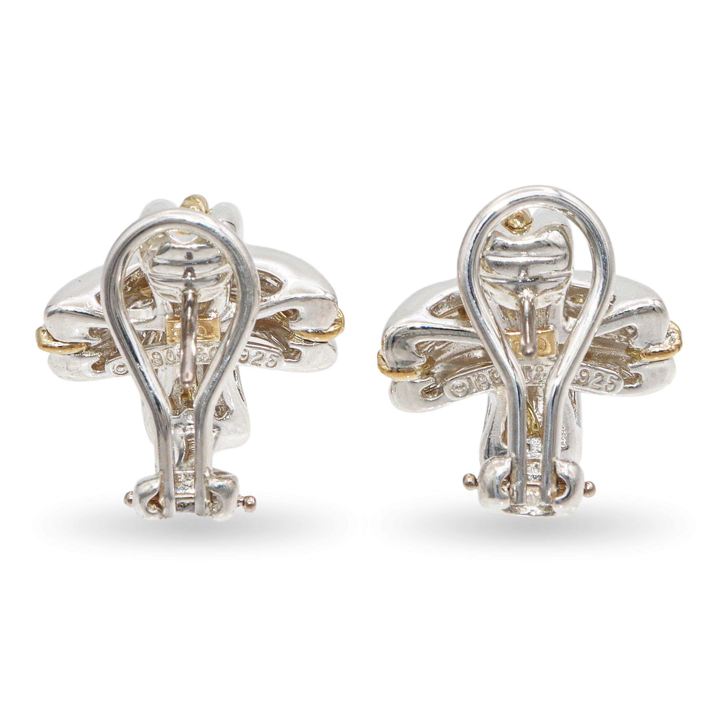 Tiffany & Co. Two-Tone Sterling Silver 18K Yellow Gold Signature X Earrings