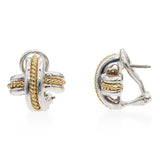 Tiffany & Co. Two-Tone Sterling Silver 18K Yellow Gold Signature X Earrings