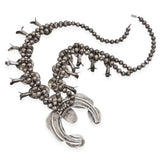 Vintage Sterling Silver Turquoise Squash Blossom Necklace