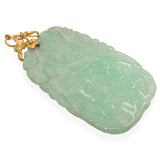 Vintage 24k Yellow Gold Hand Carved Jade Pendant