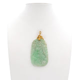Vintage 24k Yellow Gold Hand Carved Jade Pendant