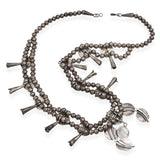 Vintage Sterling Silver Red Coral Squash Blossom Necklace