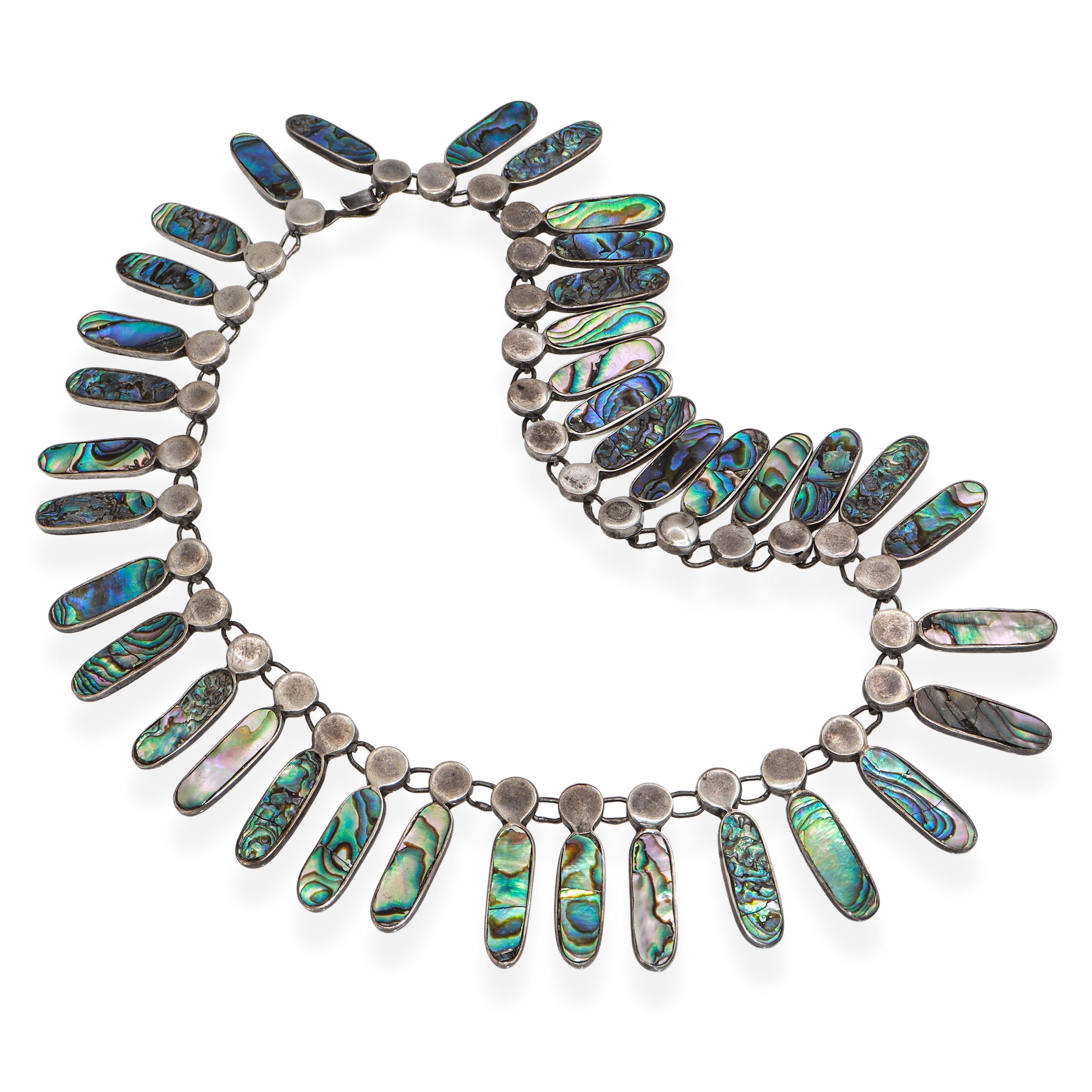 Vintage Sterling Silver Abalone Necklace