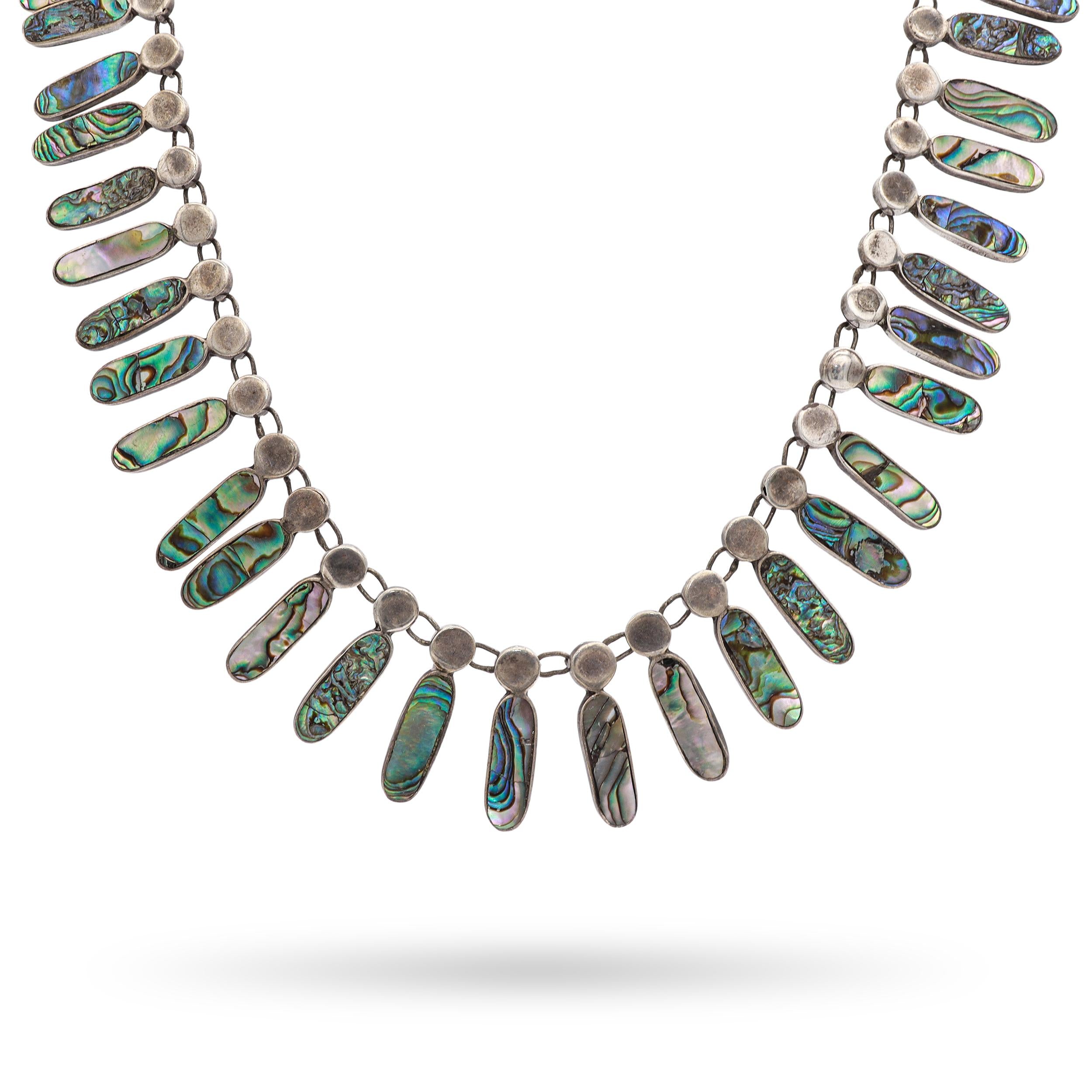 Vintage Sterling Silver Abalone Necklace