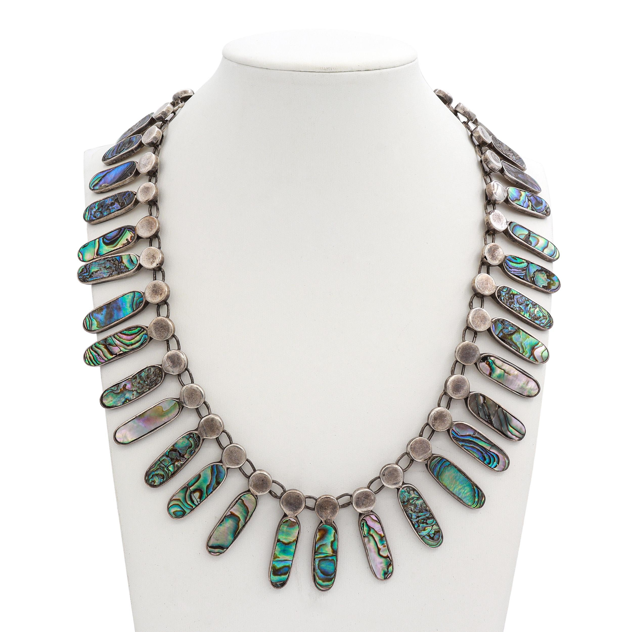 Vintage Sterling Silver Abalone Necklace