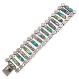 Vintage Mexican Sterling Silver Abalone Link Bracelet
