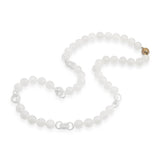 Vintage 14k Yellow Gold White Jade  and Diamond Necklace