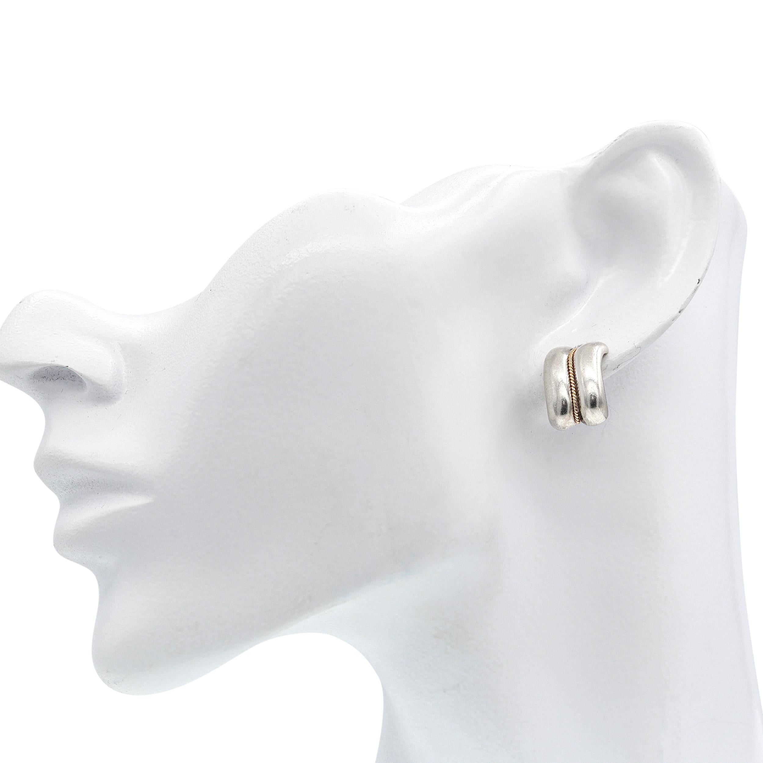 Tiffany & Co. Sterling Silver & 14k Yellow Gold Rope Accent Earrings