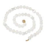 Vintage 14k Yellow Gold White Jade  and Diamond Necklace