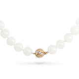 Vintage 14k Yellow Gold White Jade  and Diamond Necklace