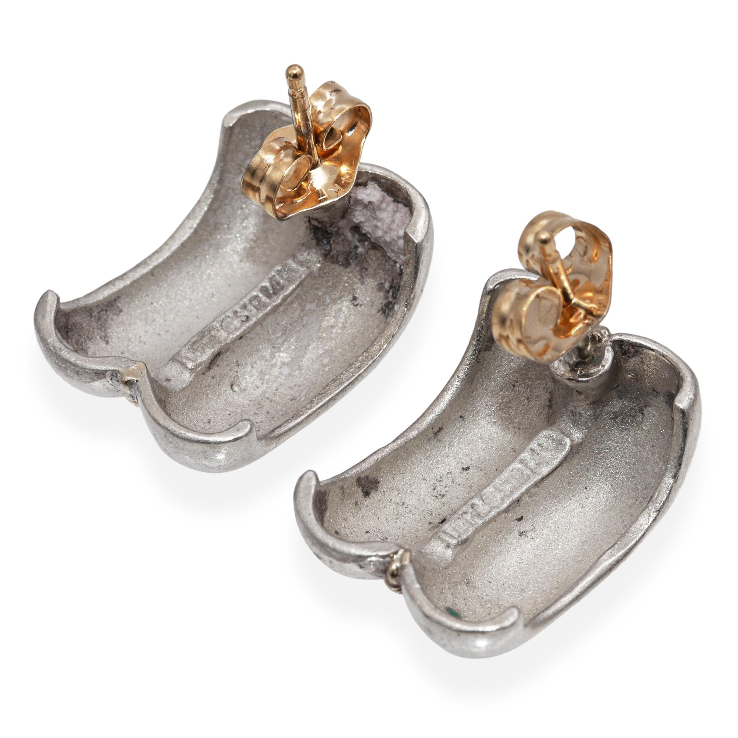 Tiffany & Co. Sterling Silver & 14k Yellow Gold Rope Accent Earrings