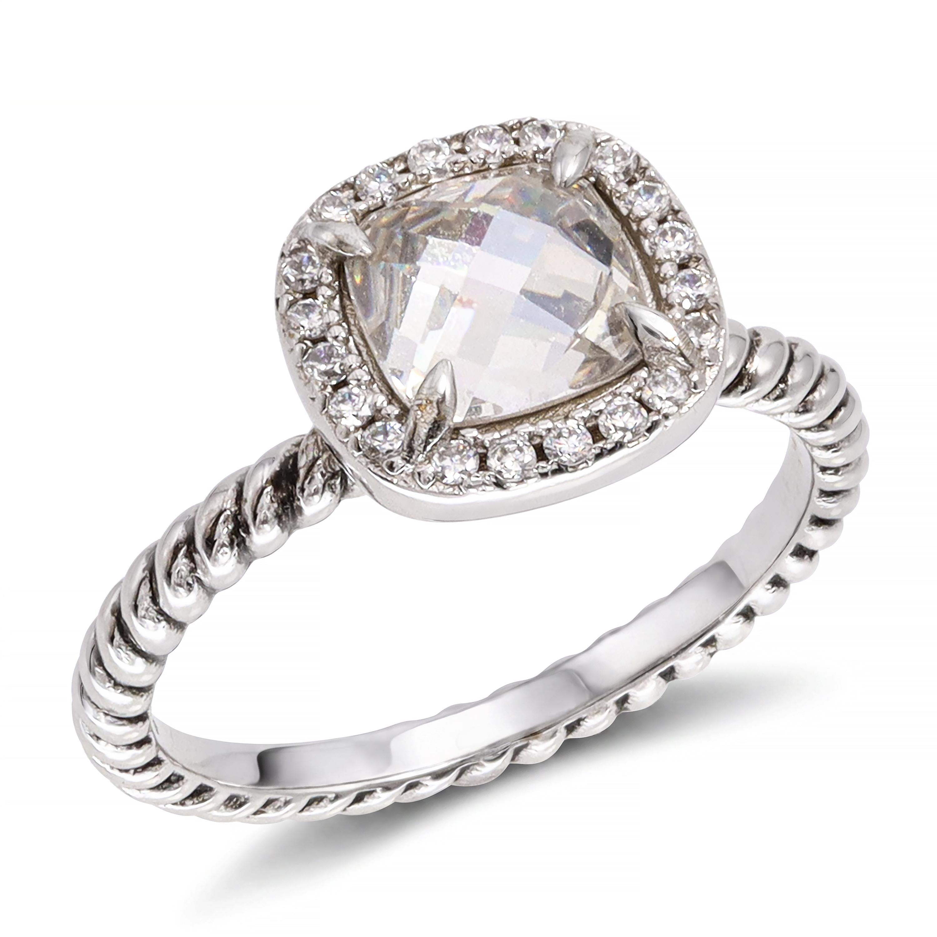 David Yurman Sterling Silver Foil-Backed Quartz & Diamond Ring