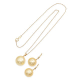 Vintage 14k Yellow Gold Golden Pearl Necklace & Drop Earring Set